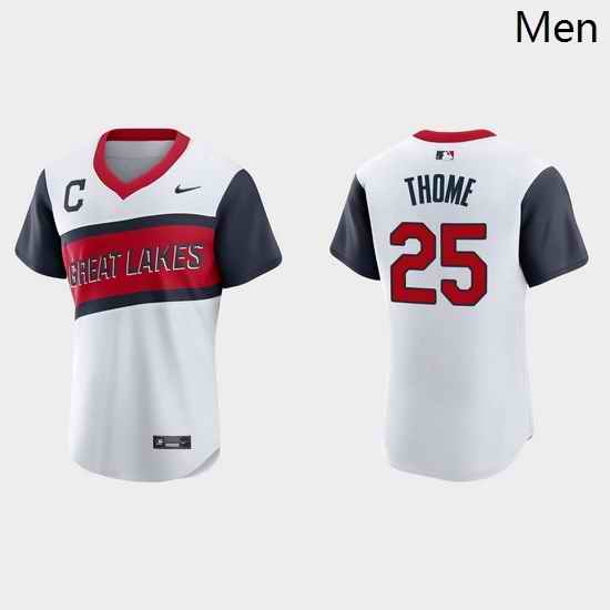 Men Cleveland Indians 25 Jim Thome Men Nike White 2021 Little League Class Authentic MLB Jersey